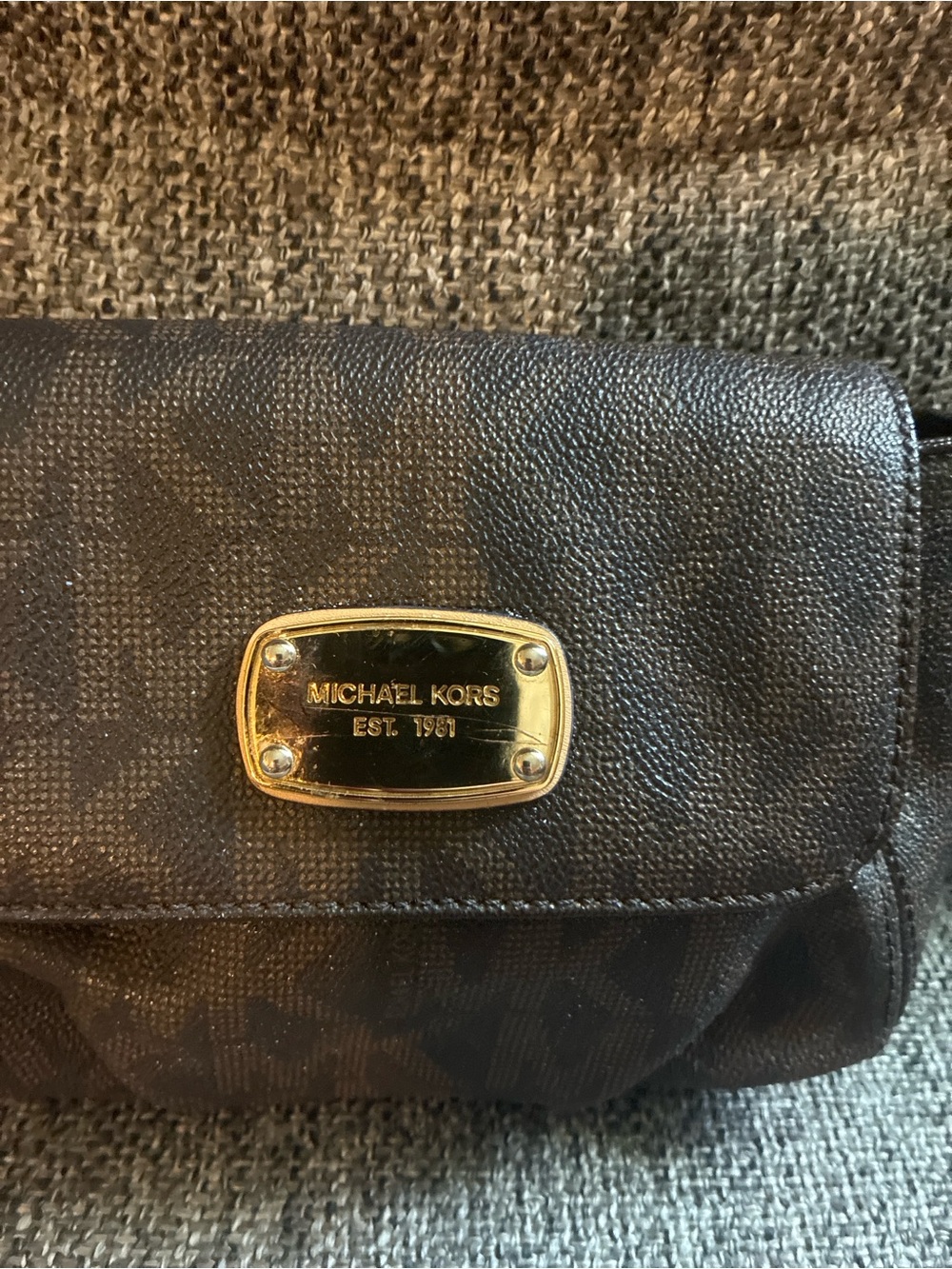Michael Kors Black Men's Shoulder Pouch with Gold Plaque